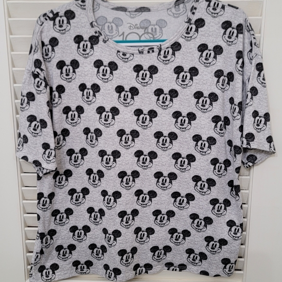 Disney 100 Size M(8-10) Mickey Mouse All Over Print Soft Pajama Top - Picture 2 of 9